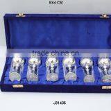 Silver Plated Brass Goblets With Emboss in Blue Velvet Box thumbnail-1