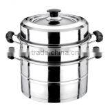 2 Layers Stainless Steel Steamer Pot With Bakelite Handle thumbnail-4