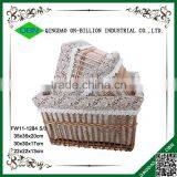 Natural Large Rectangular Handmade Cloth Lined Wicker Storage Basket thumbnail-3