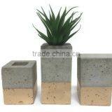 Square Natural Cement Planter for Flower Pots With Holes thumbnail-1