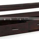 Dark Brown 2 Drawers Wooden TV Stand thumbnail-1