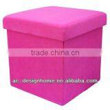 SUEDE FOLDING STORAGE OTTOMAN thumbnail-1