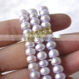 9-10 mm Button Shape Purple Freshwater Pearl Bracelet thumbnail-2