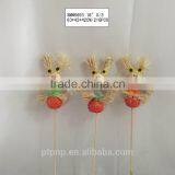 Straw and Fabric Scarecrow With Pumpkin for Halloween Decoration thumbnail-2