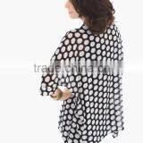 Women's Sheer Chiffon Botton up and Roll up Sleeve Shirt thumbnail-2