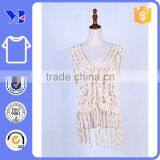 V Shape Tie cf Clousure Loosely Cotton Crochet Fringes Unlined Coat thumbnail-1