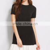 Clothing/women Fashion Dresses/Black Contrast Ruffle Trim Short Sleeve Tee Dress thumbnail-1