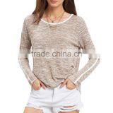 Customized Woman T-shirts Ladies Casual T Shirt Round Neck Long Sleeve Loose T-shirt thumbnail-4