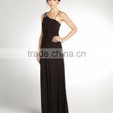 Black Stretch Ruched Embellished One Shoulder Gown,designer Clothing Manufacturer in China thumbnail-1