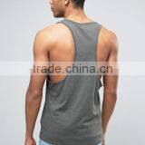 2017 Cheapest Wholesale High Quality Summer Custom Grey Gym Wear Comfortable Cotton Spandex Casual Men's Sport Tank Tops thumbnail-2