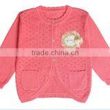Stylish White Pink Purple Cotton Knitted Baby Girls Sweater Cardigan thumbnail-3
