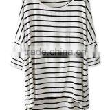White Breton Striped Slouchy Oversized Tee T-shirt Long Top thumbnail-2