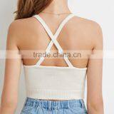 Sexy V-neck Open Back Acrylic Cropped Women Tank Tops in Bulk thumbnail-3