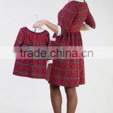 Hot Sale Mom And Daughter Dress Christmas Red Plaid Patry Dress For Mother and Daughter thumbnail-2