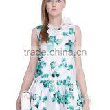 Girls Full Printing Falbala Sleeveless Peplum Dress thumbnail-1