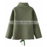 Fashion Womens' Green High Neck Long Sleeve Space Cotton Sweatshirt thumbnail-2