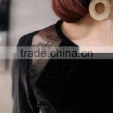 Black 3/4 Sleeven Loose Wear t Shirt for Fat Women thumbnail-4