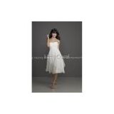 bm09011-Vertical shirred chiffon bridesmaid dress,handkerchief prom dress