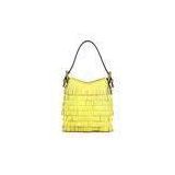 Yellow Tassel Crossbody Leather Handbags For Ladies , Barrel Shape
