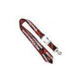 25mm Black Red Custom Woven Lanyard With Half Metal Hook