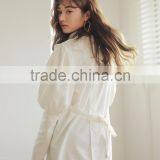 Women Shirt Dress Sweet Ruffles Unique Back Buttons Closure Lantern Long-sleeved Ladies Sweet White Robe Dress