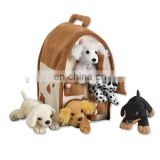 5pcs 5inch little puppies with a dome doghouse plush toys set