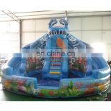 popular inflatable plastic slide toy / best quality outdoor playground water slide / cute dolphin inflatable pool slide