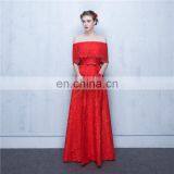 Sweet 17 Dress Off-The-Shoulder Bow Red Elegant Beaded Peplum Side Split Lace-up Backless Lace Evening Dress thumbnail-1
