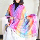 100% Cotton Jacquard Leopard Spots&Rose 7 Colour Series Rainbow Colorful Large Shawl thumbnail-5
