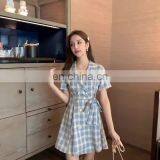 2020 Summer New Fashion Plaid Suit Skirt Short Sleeve Dress Women Factory Direct Wholesale thumbnail-1