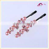 Charming Factory Price Multi Colors Elegant Hair Grips Metal Crystal Decorated Flower Shape Ceramic Beads Hair Clips For Girls thumbnail-3