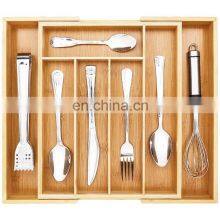 Vitalucks Bamboo Expandable Kitchen Drawer Tray Adjustable Cutlery Bamboo Drawer Organizer thumbnail-4