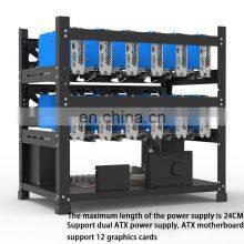 Open Air 12 GPU Rig Case Computer Chassis Dual Power For Graphic Card Rack Support Customization thumbnail-4