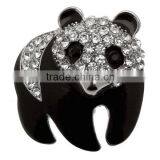 Wholesale 3.5*3.4cm Black Enamel & Clear Crystal Panda Brooch thumbnail-1