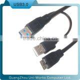 Usb 3.0 2am-micro b Y Power Extension Y Cable for Hard Drive HDD Cable