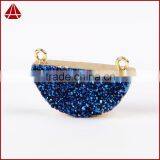 Titanium Druzy Half Moon Connector-rainbow, Blue, Opal White, Silbver, Coffee, Green thumbnail-2