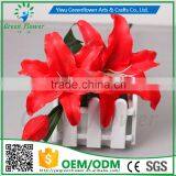 2016 Wholesale 3 Heads Latex Artificial PU Flowers Lily Real Touch Bouquet Wedding Bridal Decor Display Flower thumbnail-3