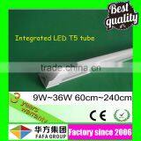 High quality 1.2m 18w led tube t5 integrated milky diffuser with three plug wire with 3 years warranty