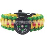 camping 2016 paracord bracelet with compass and fire starter whistle buckle survival bracelet