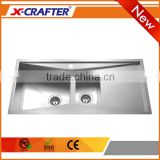 Brushed surface treatment without faucet double bowl small corner kitchen sink cabinet