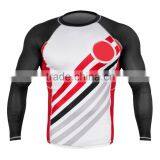 Custom Logo And Design Print Dgital Sublimation BJJ MMA Rashi Guards Supplier, Black/Red/White Long Sleeves Rash Guard 11 thumbnail-1