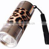 TE031 2015 Promotion Aluminum Zoom in and Out 1 Watt Leopard Print Flashlight