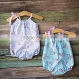 Baby girl floral romper bubble romper cotton printed playsuit handmade