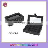 Black Watch Cufflink Box Packaging Cheap Leather Jeweled Cufflink Box For Sale