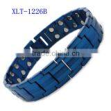 Unique design blue color titanium jewelry blood pressure magnetic bracelet for men