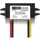 DC-DC Buck Converter (6.5-22V) 12V Step Down to 3.3V 2.5A 3A Power Supply Module With Plastic Waterproof Case for Taxi Led