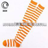 Fashion Yellow Strip Young Girl Socks Custom Design Long Women Knee High Socks