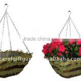Green Moss and Brushwood Square hanging planter - Moss hanging basket -Moss square hanging flower pot
