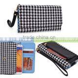 For IPhone 4 Case Wallet, Houndstooth Pattern Universal Wallet Case for IPhone 4, for 4-5 Inch Mobile Phone
