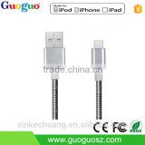 Wholesale promotion metal braided tranfer 8 pin mfi data cable for iphone7